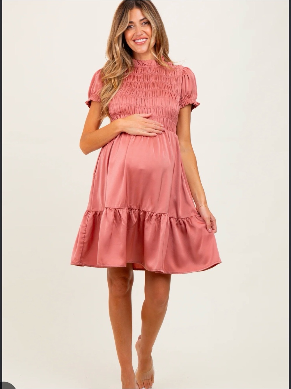 Pinkblush Dusty Rose Smocked Maternity Dress